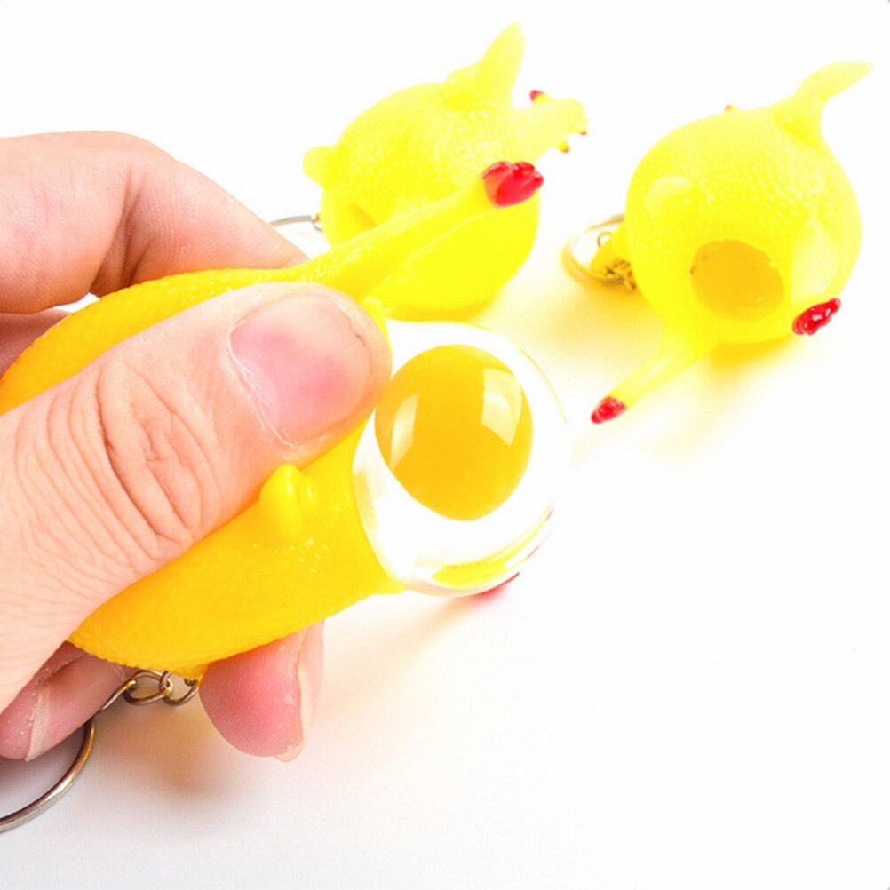 Creatieve Grappig Speelgoed Gebakken Kip Sleutelhanger Ring Squeeze Spoof Leggen Eieren Hens Decompressie Guys Sleutelhanger #20