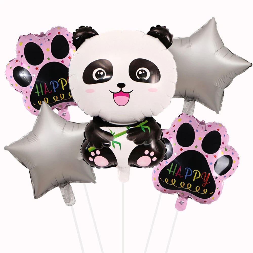 6Pcs Dieren Thema Cartoon Ballonnen Panda Folie Helium Panda Poot En Ster Hart Ballons Verjaardag Baby Shower Decoratie Kids speelgoed: Style2