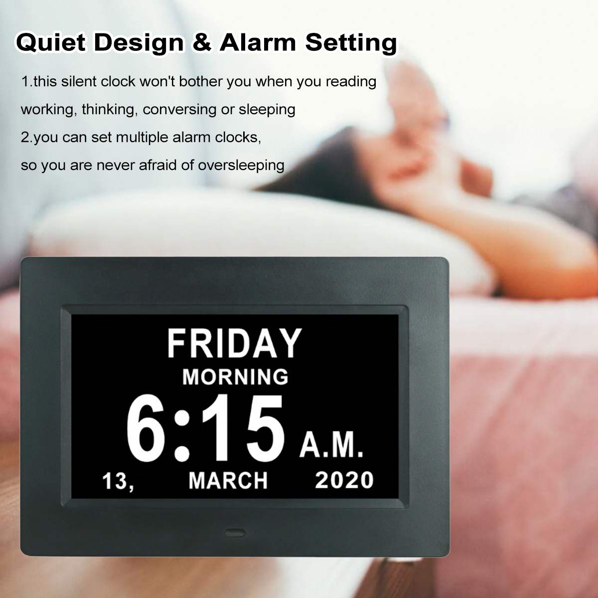 7 Inch Hd Led Display Wekker Digitale Fotolijst Klok Elektronische Desktop Display Home Decor Klok Automatische Helderheid