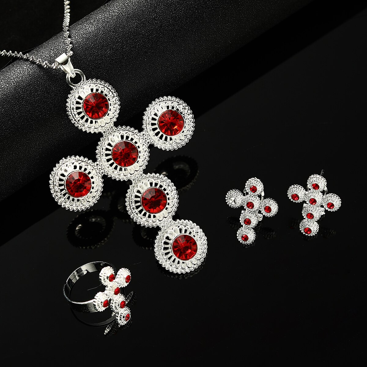 Ethiopische Cross Sieraden Set Voor Vrouwen Habesha Bruiloft Ethiopië Gold Eritrea Ketting Oorbellen