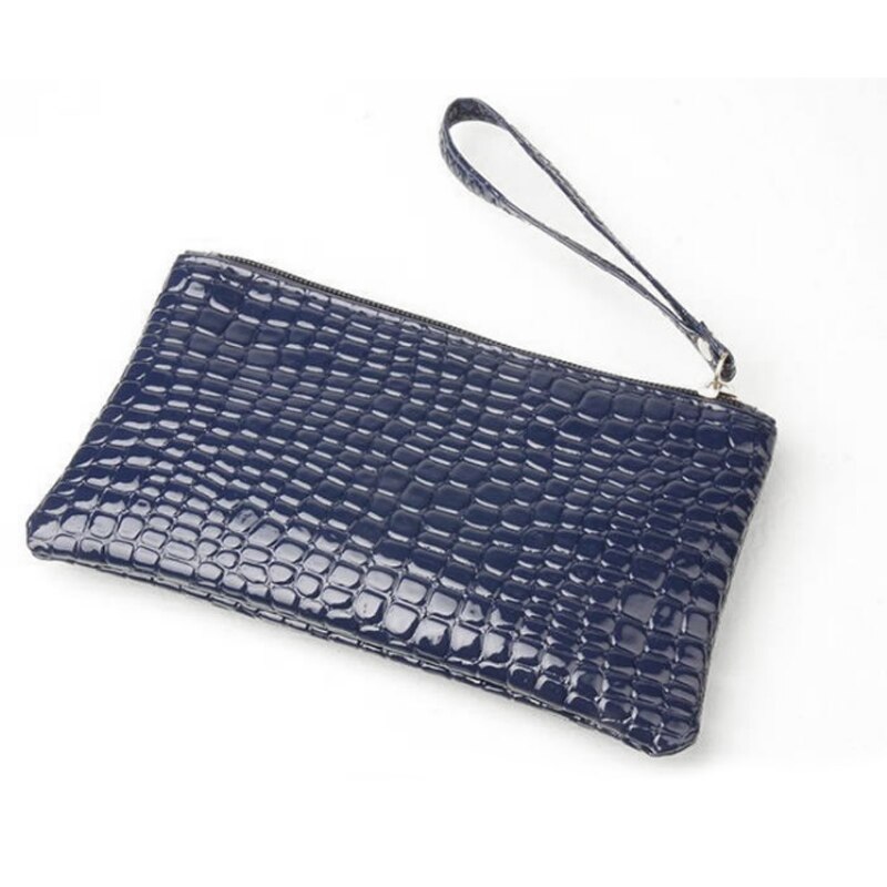 Kvindelig pu møntpung krokodille mønster kobling taske tegnebog med lynlås mobiltelefon håndtaske enkel solid for kvinder