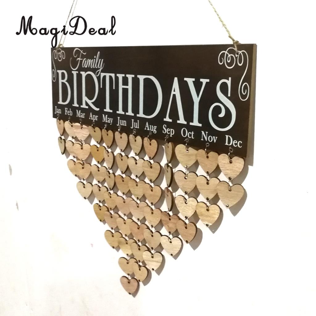 Magideal familjen födelsedagar påminnelse kalender träskiva plack skylt hängande dekor