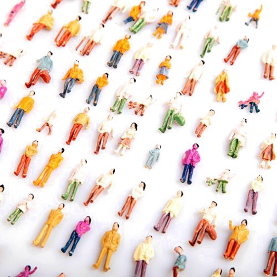 100pcs HO Scale 1:100 Mix Painted Model Train Park Street Passenger People Figures