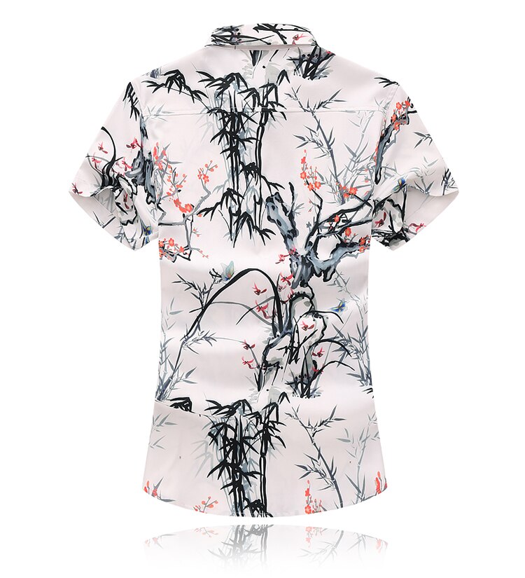 Plant Flowers Hawaiian Shirt Bamboo Mens dress Shirts Plus size Blouse Men Short sleeve Blouse Men Summer Plus size 6XL 7XL