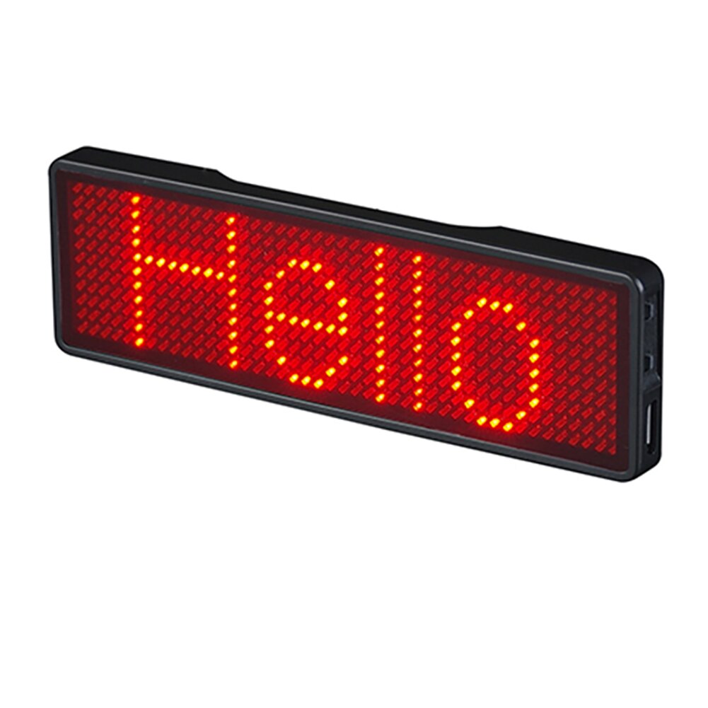 LED Rechargeable Bluetooth Digital Badge Insignia DIY Programmable Scrolling Message Board Mini LED Display Name Tag Message: Red
