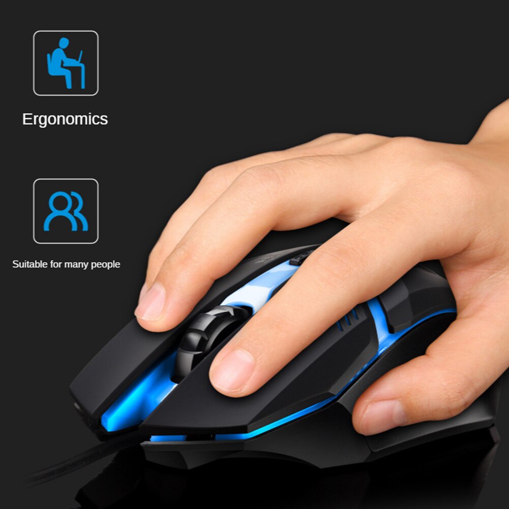E-Sports Luminous Wired Mouse 6 Button 1600dpi USB Wired Optical Mice for Desktop Computer PC Laptop RGB Light Mute Gaming Mouse