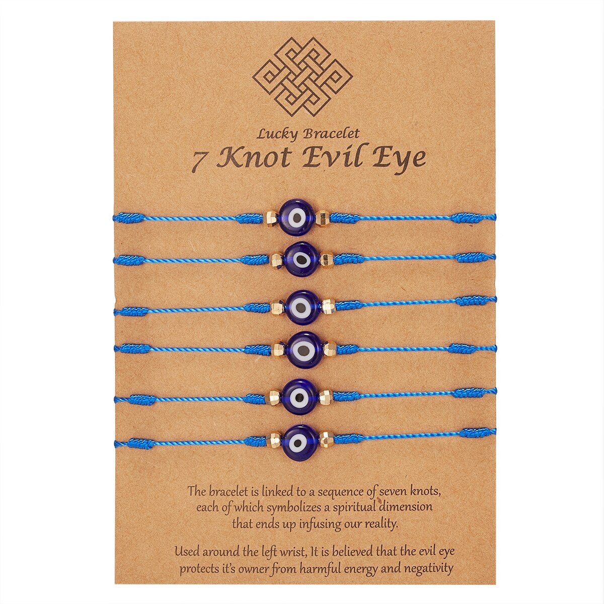 6 teile/satz Türkei Blue Evil Eye Armband Frauen Handarbeit Gewebt Seil Kette Kristall Perlen Armbänder Schmuck: Blue color