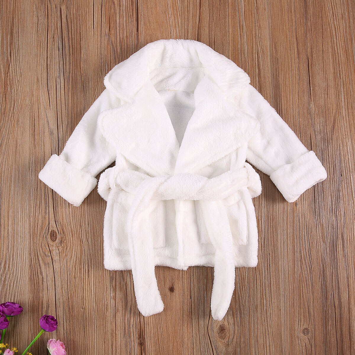 Kid Boys Girls Ultra Soft Bathrobe Winter Warm Robes Unisex Solid Color Long Sleeve Lapel Collar Sleepwear Robes 1-6Years