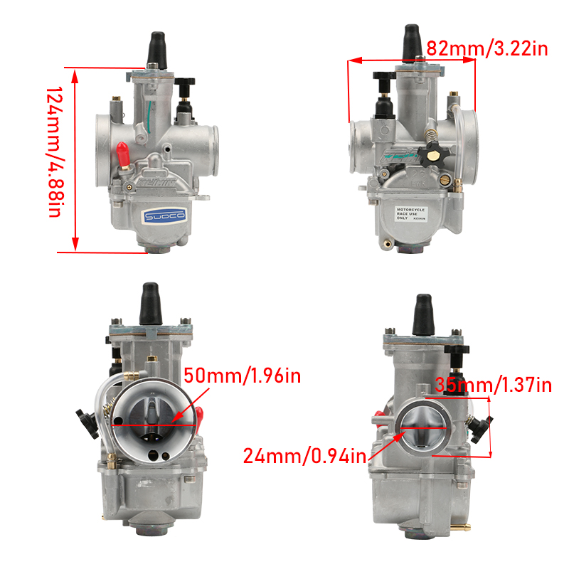 Carburador de motocicleta con Power Jet para Keihin 2T 4T ATV Quad Go Kart 75-250cc Universal PW 21 24 26 28 30 32 34mm carburador: Gris oscuro