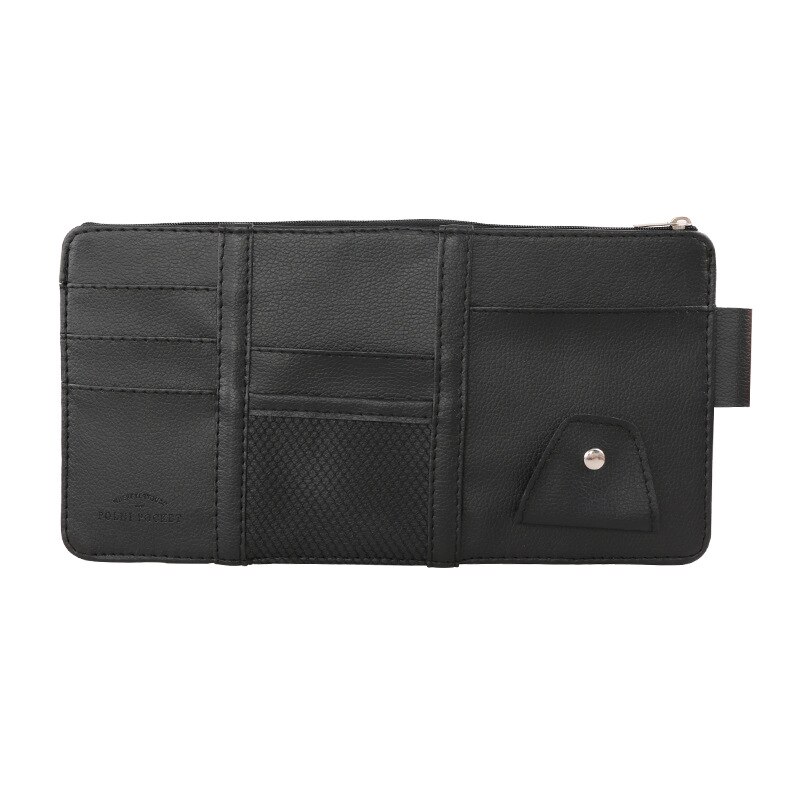 IKSNAIL-Soporte Organizador Universal para visera de coche, Funda de cuero PU para gafas de tarjeta, accesorios para coche, visera organizadora, estilismo para coche: Black