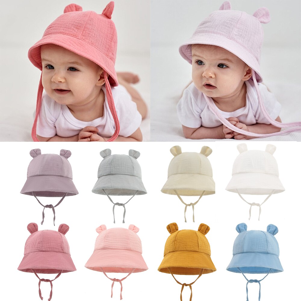 gorro niña Sombrero de cubo para bebé, sombrero de Sol de algodón de Color sólido, gorros de playa, sombrero de Panamá para niño y niña, accesorios de primavera y verano, 3-12 meses, 2022