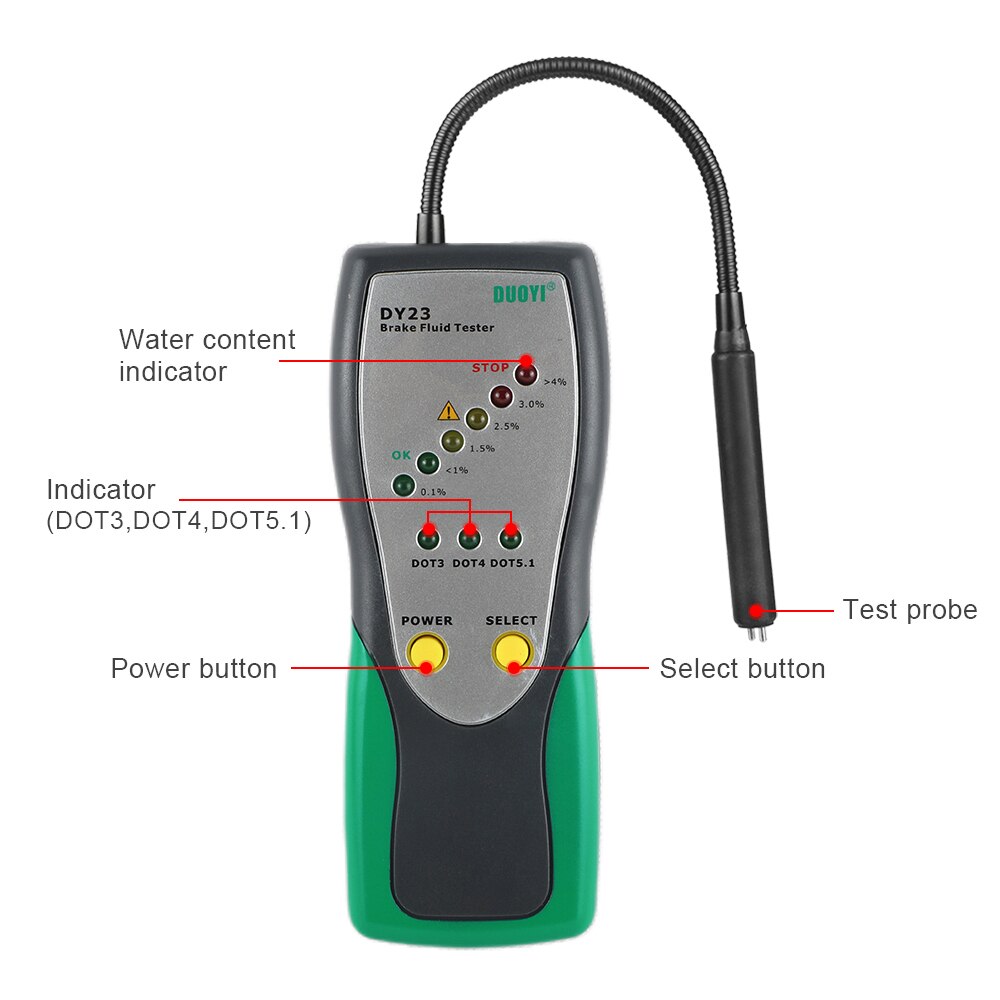 DY23/DY23B Accurate Test Automotive Brake Fluid Tester Car Water Content Check Universal Oil DOT 3/4/5: DY23