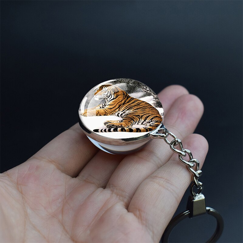 Tiger Picture Keychain Crystal Ball Jewelry Year of The Tiger Year Glass Ball Jewelry 35MM Keychain Year for Family: 1