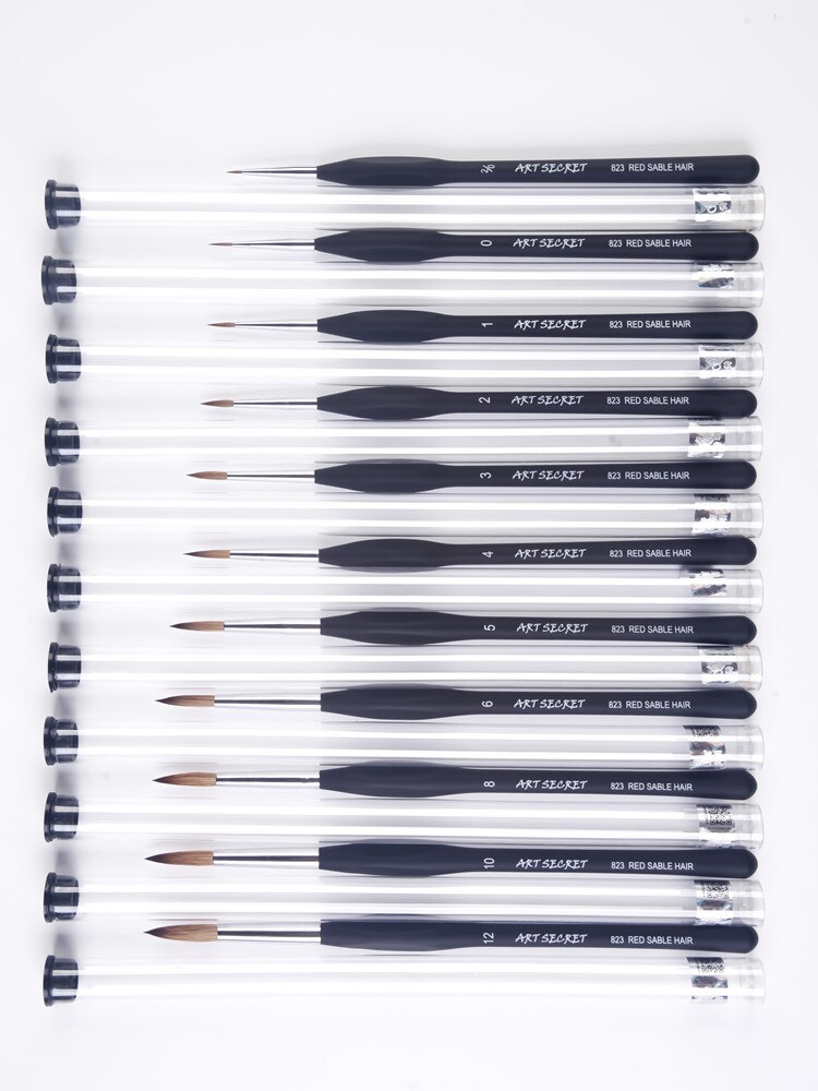 ArtSecret di alta qualità nuovo arrivo 823 capelli di zibellino rosso pennello per pittura ad acquerello manico in plastica nera penna per artista d'arte per disegno