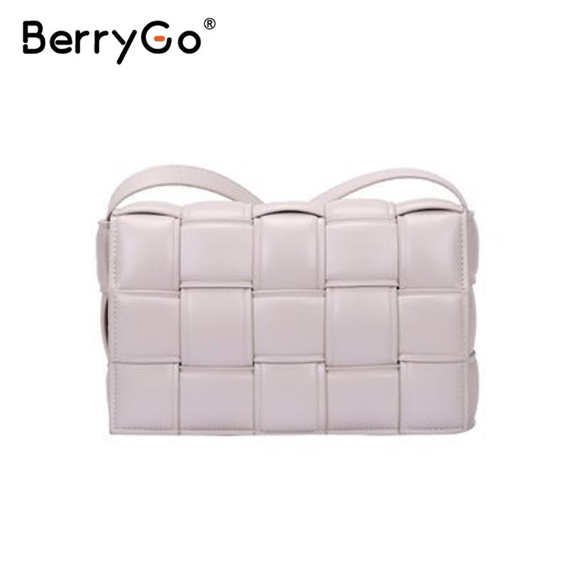 Berrygo casual damevesker 5 farger fresh daily skulderveske street style skinn dameveske gitterveske: Beige