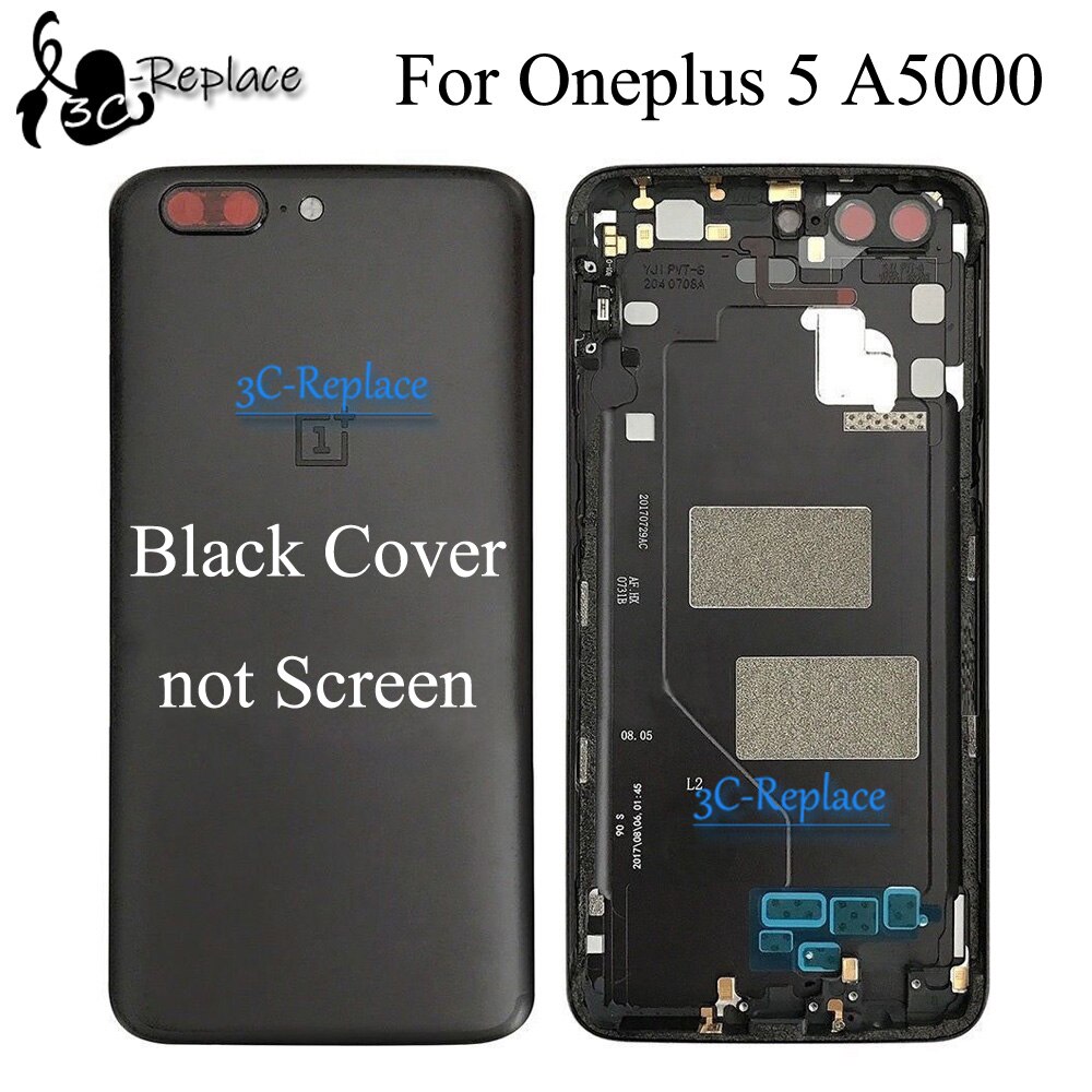 Original 5.5 "för oneplus 5 1+ 5 a5000 one plus fem lcd pekskärm digitaliseringsenhet med ram / batterilock: Blackcover notscreen