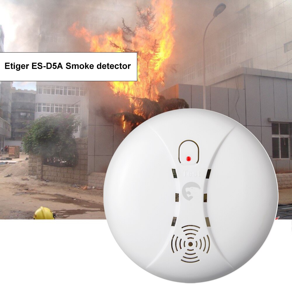 Etiger es -d5a 433 mhz trådløs brandbeskyttelse røgalarm bærbare fotoelektriske alarmsensorer til sikkerhedssystem til hjemmet