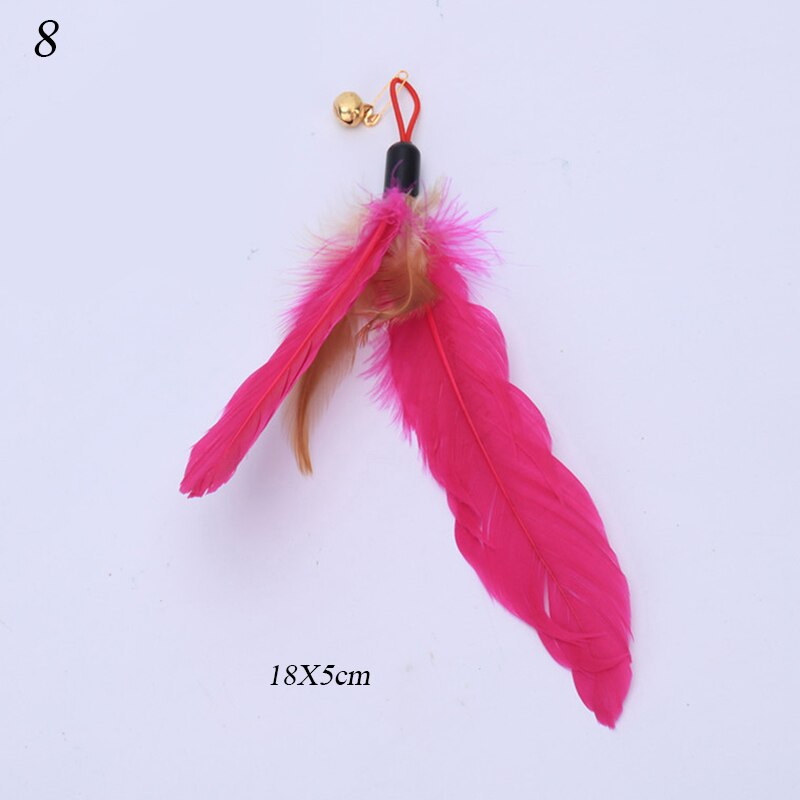 L40 cute cat toys 1pc cat feather toys, kitten interactive teaser bell feather stretch fishing rod play wand pets replacement head: 8