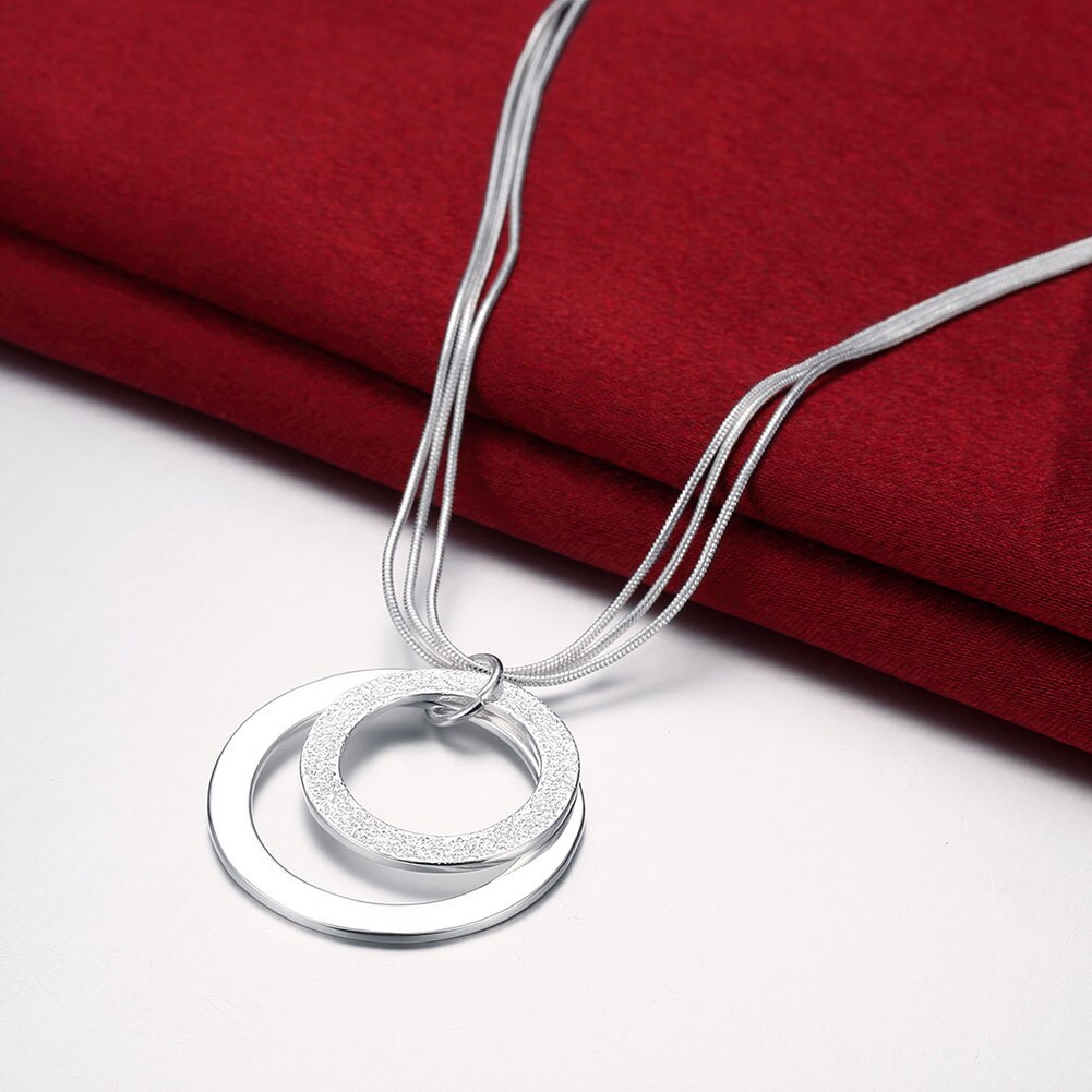Charm orecchini in argento Sterling 925 collana set di gioielli per donna moda regalo per feste ragazza elegante cerchio smerigliato matrimonio