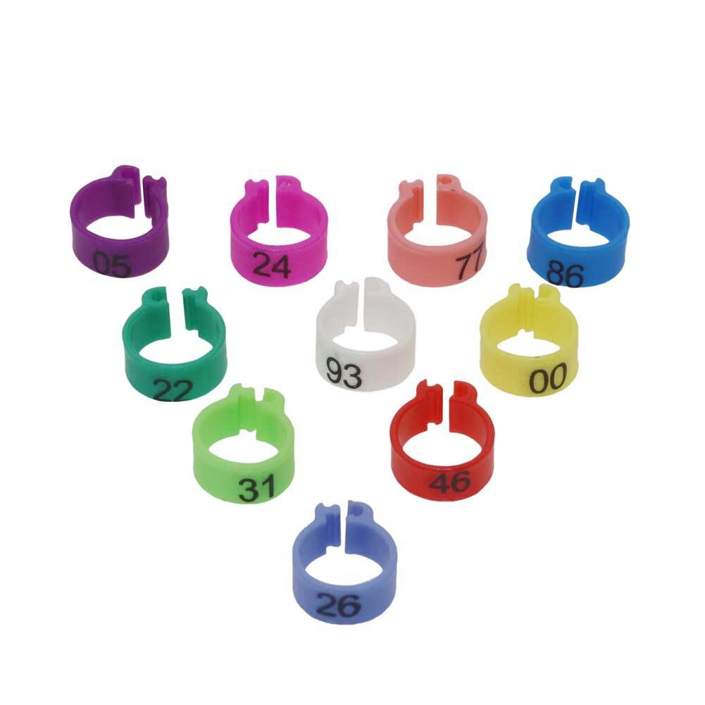 Bird Foot Ring Digital Identification Ring 9mm Pigeon Foot Ring Bird Training Tools 10 Colors NO.(random) 1000 Pcs/box