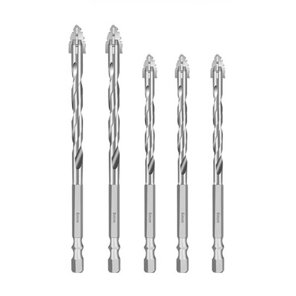 Broca excéntrica de cuatro filos, cabezal oblicuo, juego de brocas para hormigón de alta dureza, juego de brocas de vástago Hexagonal dentada: Plata