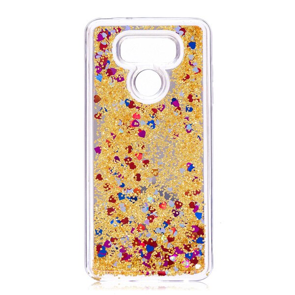 Di lusso 2 in 1 TPU + PC Bling di Scintillio Sabbie Mobili Liquido Sabbia Cassa Del silicone Del Telefono Della Copertura Borsette Coque Fonda per LG G6: oro Mirror