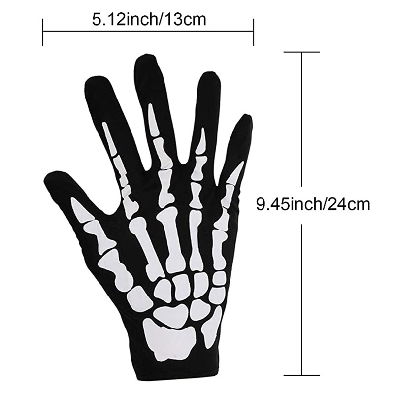 Guantes de esqueleto blanco para Halloween y máscara facial de calavera para adultos, disfraz de terror, , fantasma aterrador, suministros de disfraces para Cosplay