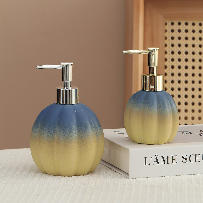 zeepdispenser Pompoen keramische fles voor handdesinfecterend middel, shampoo en douchegel, druk- en doseerfles, decoratie, dispenser