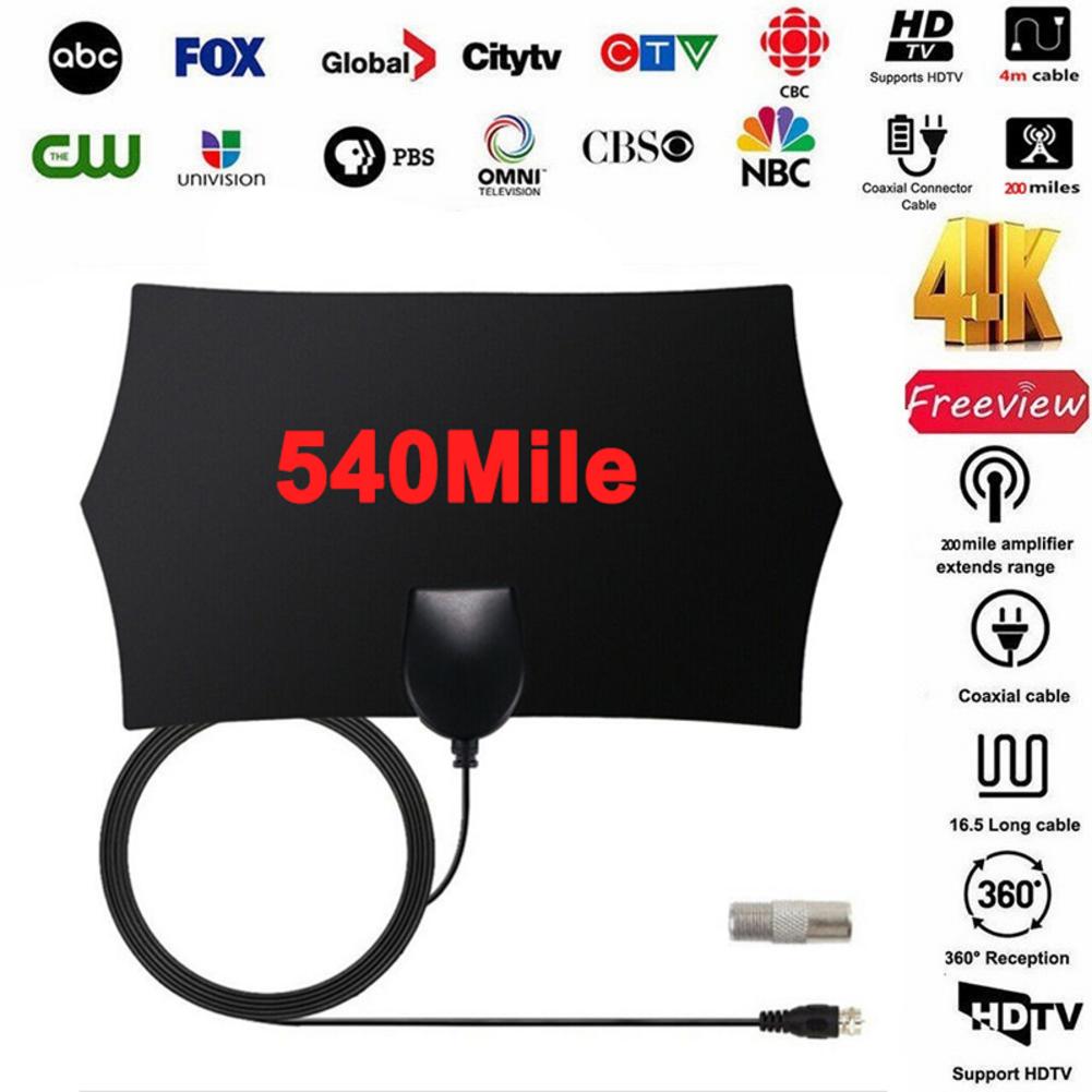 4k 20db high gain hd tv dtv boks digital tv antenne eu plug 540 miles booster aktiv innendørs antenne hd flat 1080p hdtv
