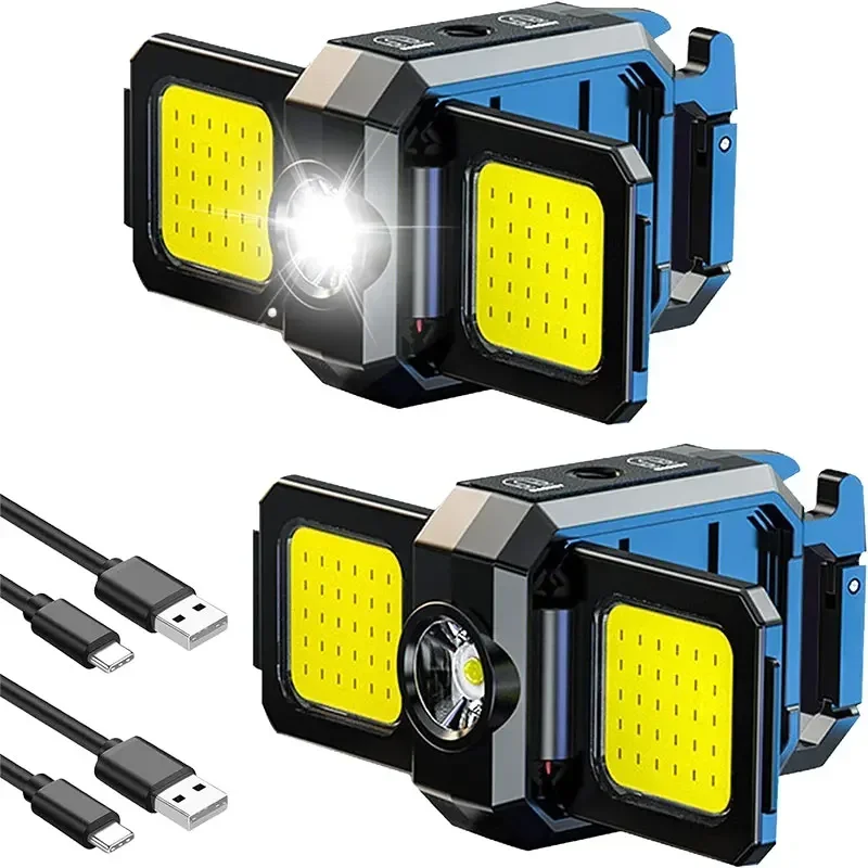 Mini-zaklamp sleutelhangerlicht COB-werklamp USB oplaadbare lamp met 90 ° Opvouwbare zijlichten Superheldere draagbare lantaarns: changeable