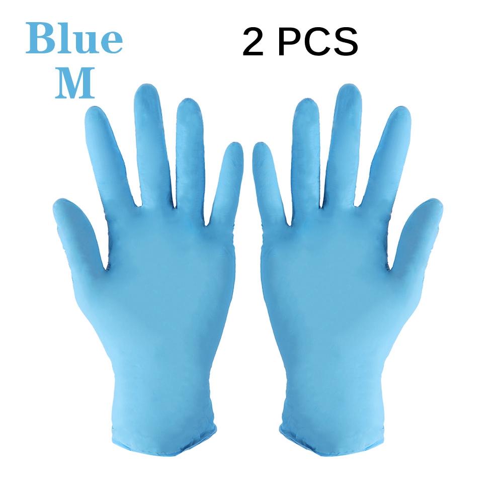 2pcs Disposable Nitrile Gloves Latex Home Food Laboratory Cleaning Gloves Rubber Gloves Protective Gloves: blue M