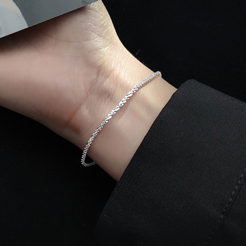 Inzat pulseira em prata esterlina 925 real, pulseira minimalista para mulheres, festa, boêmia, joias finas, acessórios para presente, hip-hop