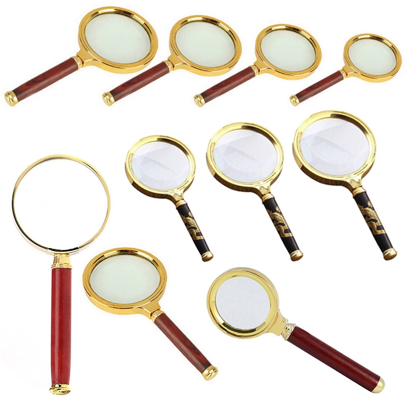 Magnifying Glass 10X Handheld 60mm/70mm/80mm/90mm Portable Magnifier for Jewelry Newspaper Reading Handheld Magnifier