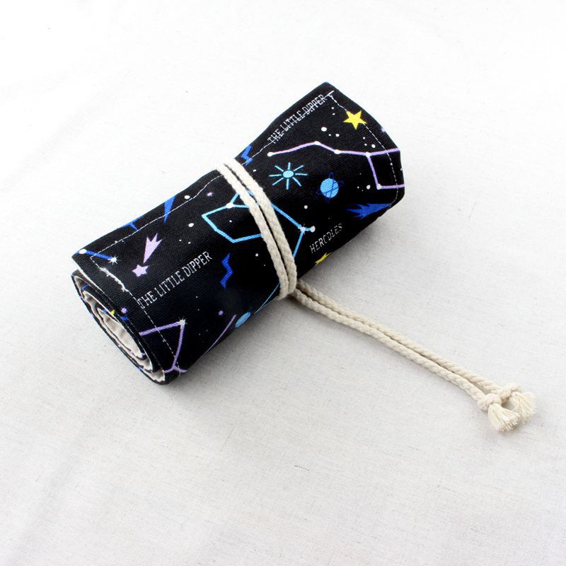 Cartuchera Kawaii escolar para niñas y niños, cartuchera coreana grande de 36/48/72 agujeros, cartuchera negra de estrellas, papelería