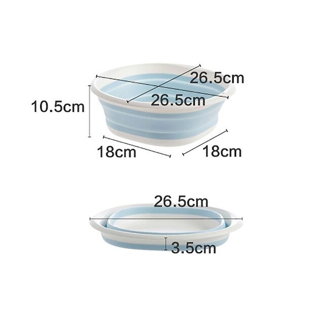 Household Folding Wash Basin Portable Sink Foot Bucket Washbasin Plastic Foldable Foot Basin Travel Outdoor Camp Basins: Blue S
