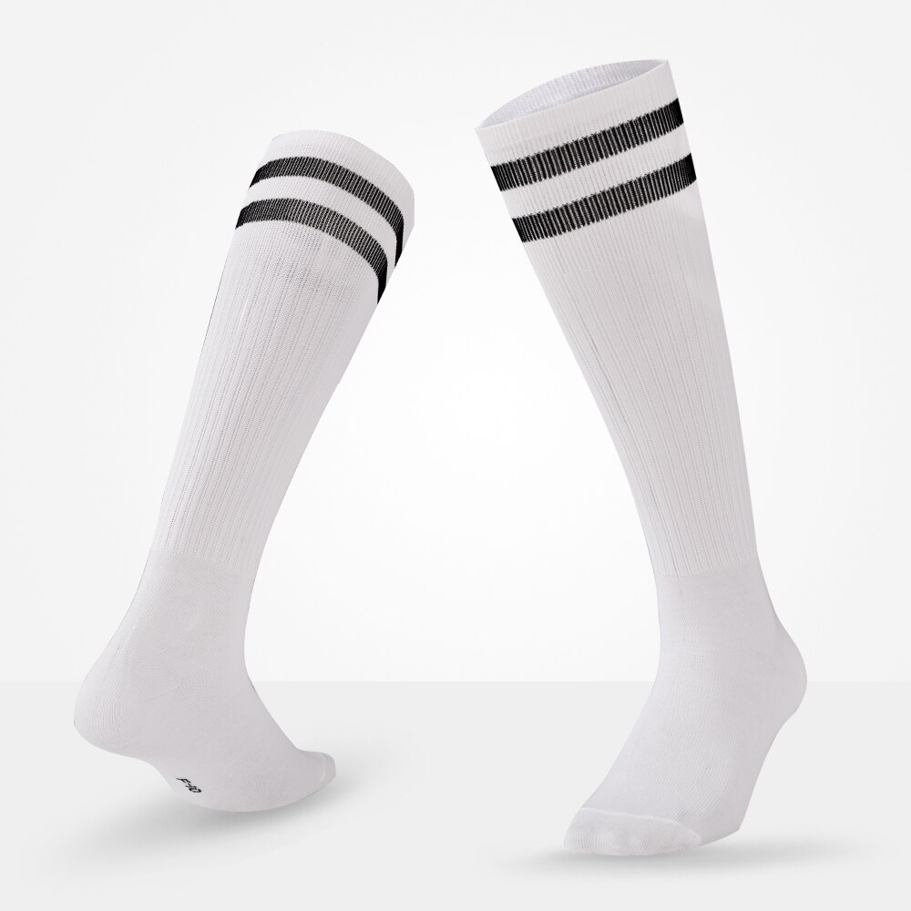 Brothock figli Adulti di calcio calze Da Uomo calze sezione sottile skid calze di formazione di estate al ginocchio calzini cheer leader calzini: White black / child size 31-37