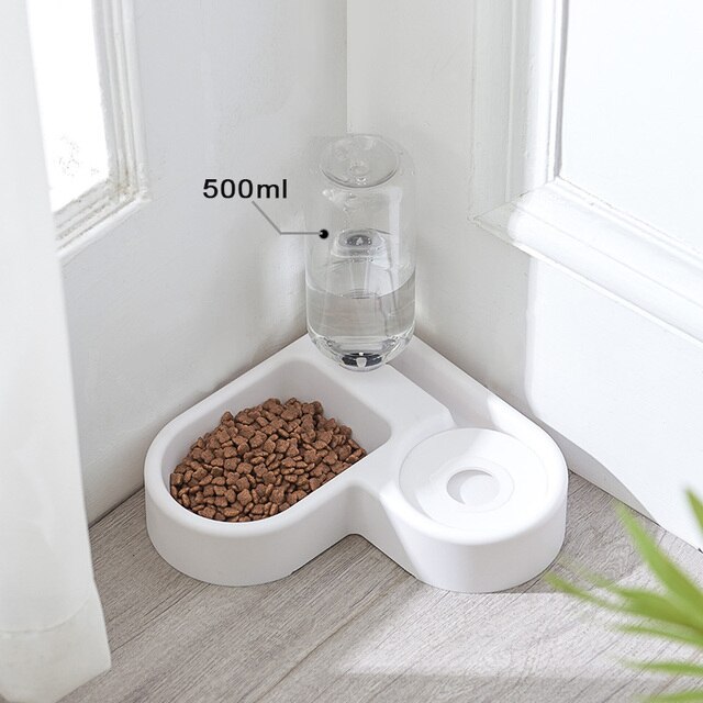 Automatic Pet Cat Bowl Dog for Cat Feeder Bowls Kitten Food Drinking Fountain 3L Capacity Dual-use Puppy Feeding Waterer Product: E white
