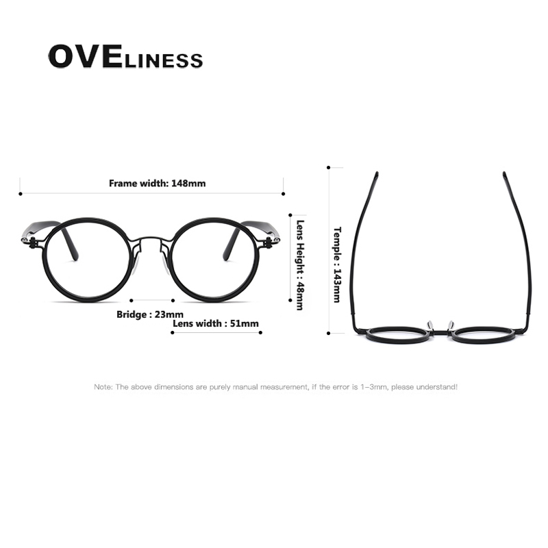 Jahrgang Runde Acetat Titan Brille Rahmen Männer Myopie Optische Brillen Rahmen Frauen Korea Luxus Brillen