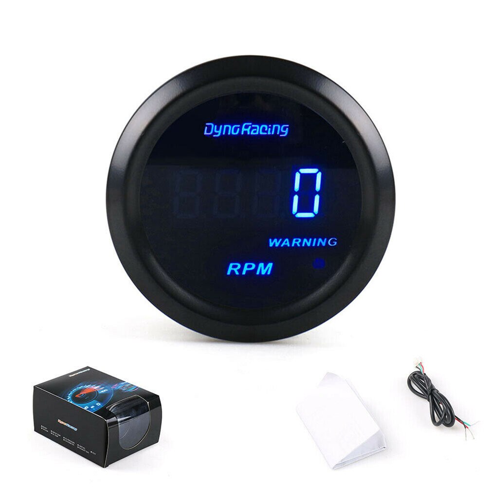 2" 52mm Car Digital Turbo Boost Gauge 12V Car Auto Tachometer RPM Gauge Meter Digital LED Tacho Gauge for 4 6 8 Cylinder Vehicle: Default Title
