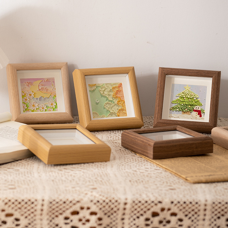Bâton de peinture à l'huile cadre photo table pendule mini cadre photo carré creux cadre en bois bricolage cadre photo
