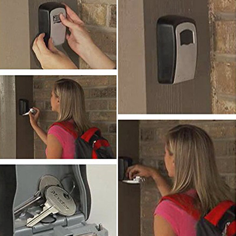 Key Storage Lock Box Wall Mount Holder 4 Digit Combination Safe Outdoor Security GV99