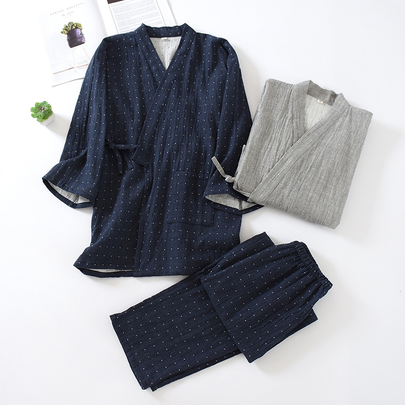 Robe de banho japonês masculino de quimono, roupa de dormir, sauna, spa, Yukata, Haori, Aodai Home camisola, algodão hanfu, pijama macio, tops e calças