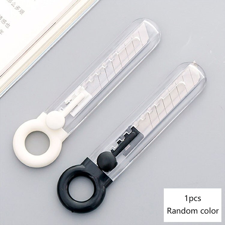 Mini Retractable Utility Knife Portable Transparent Box Cutter with Snap Off Blade and Slide Lock Art Handmade Cutter Stationery: B