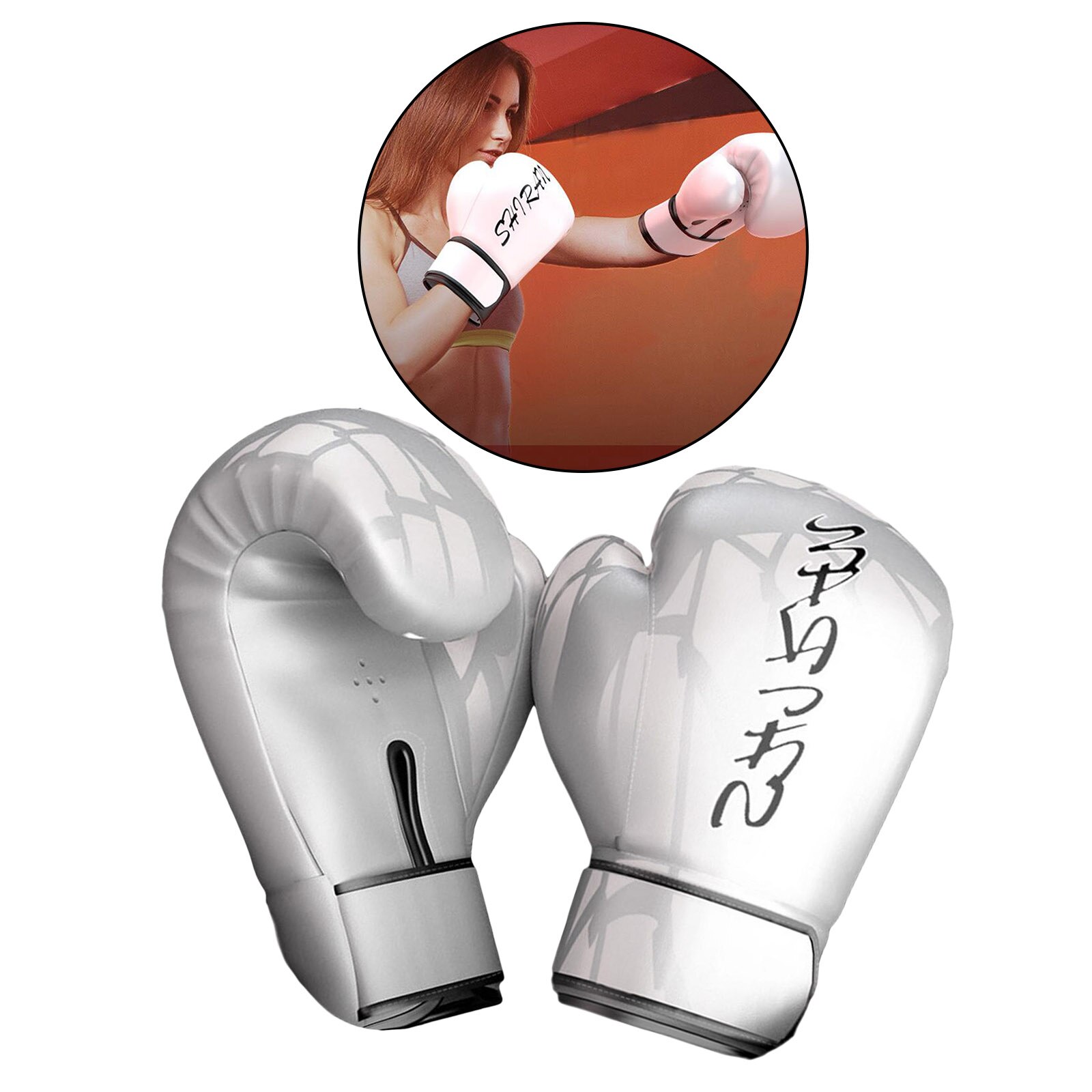 Boxing Training Gloves Sparring Muay Thai Punching Bag Mitts 10oz_Black: 8oz White