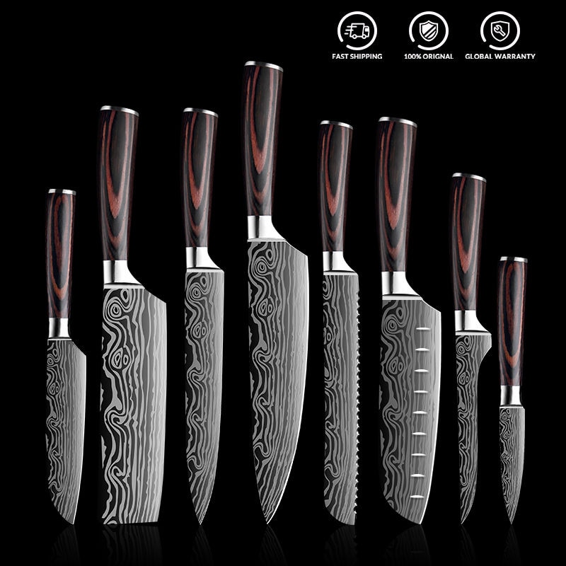 Kitchen Knives Set Sharp Chef Knives Japanese 7CR17 440C High Carbon Stainless Steel 4CR13 Boning Damascus