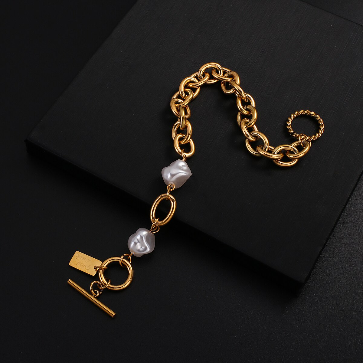 Allyes Eenvoudige Rvs Ketting Parel Kralen Armbanden Voor Vrouwen Geluksbrenger Armband Vrouwelijke Sieraden