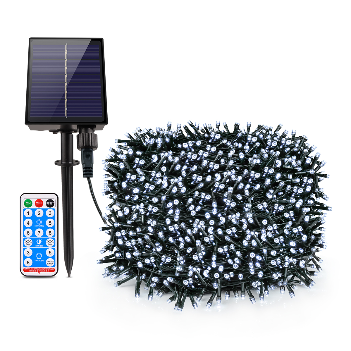 Rgb led solcelledrevet lyslenke vanntett utendørs 8 lysmoduser varm/hvit lyslenke julekorridor hagedekorasjonslampe: Blå / 650w