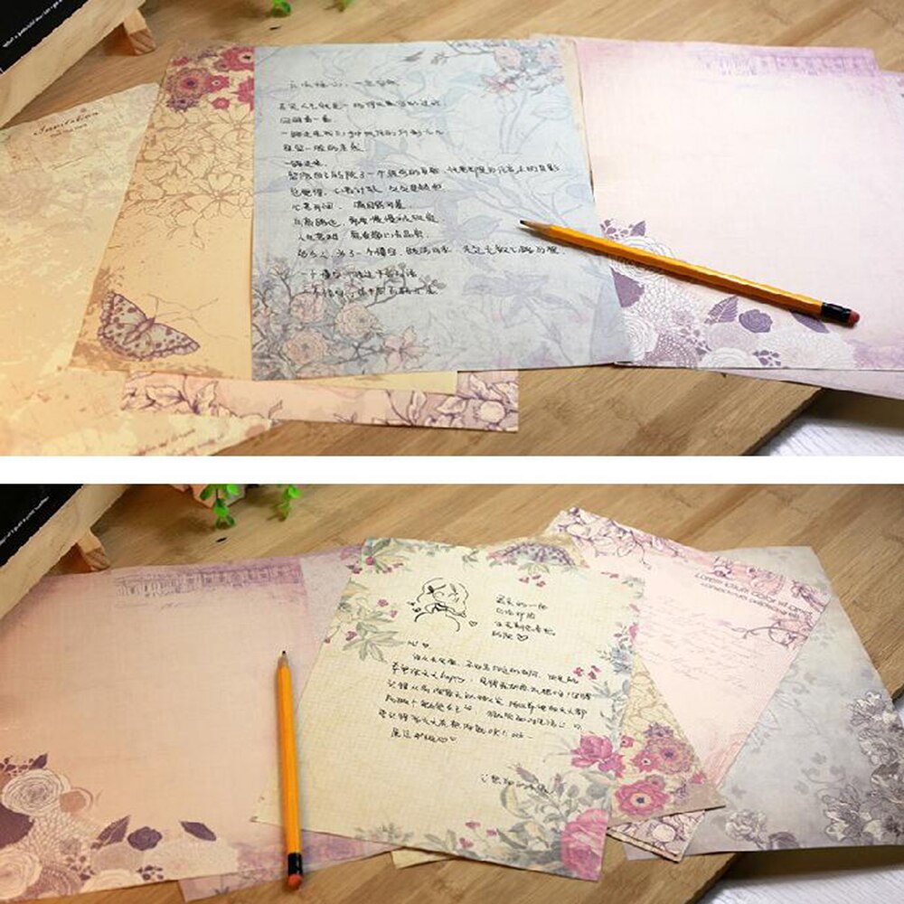 Papel de escritura Floral Vintage para escritura a mano, de flores surtidas, papel decorativo, Papel Kraft imprimible, 5 uds.