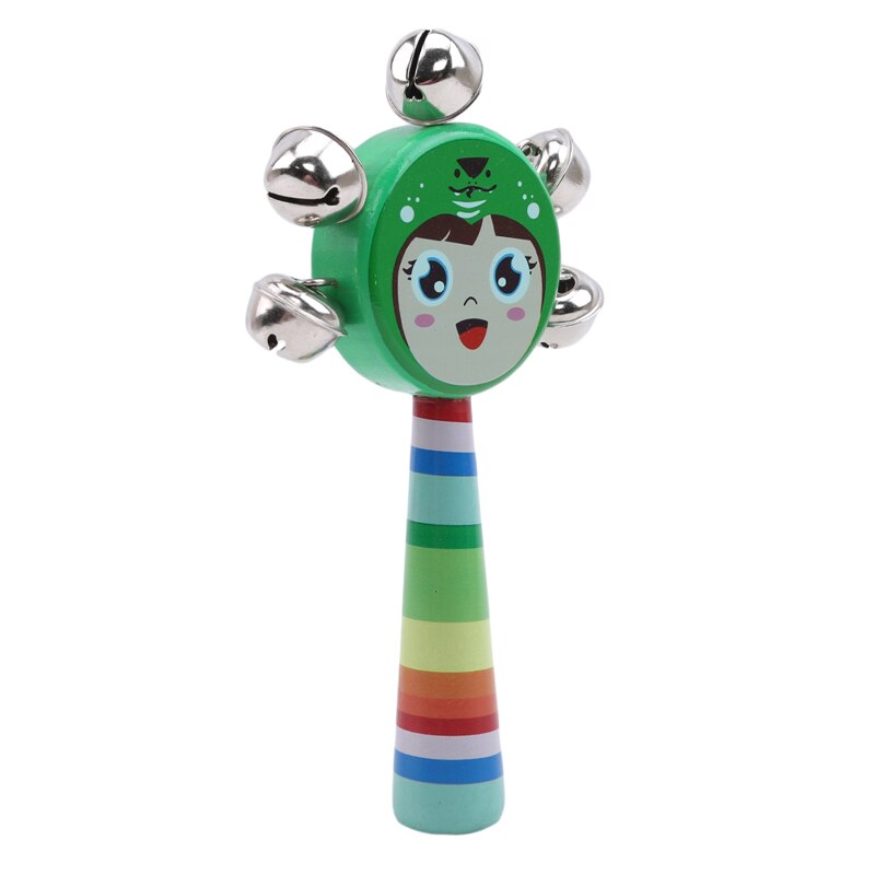 Cascabel de Maraca de madera para bebés, sonajero de dibujos animados de madera para niños, Ayuda de enseñanza para la primera infancia, sonajeros, juguetes para bebés