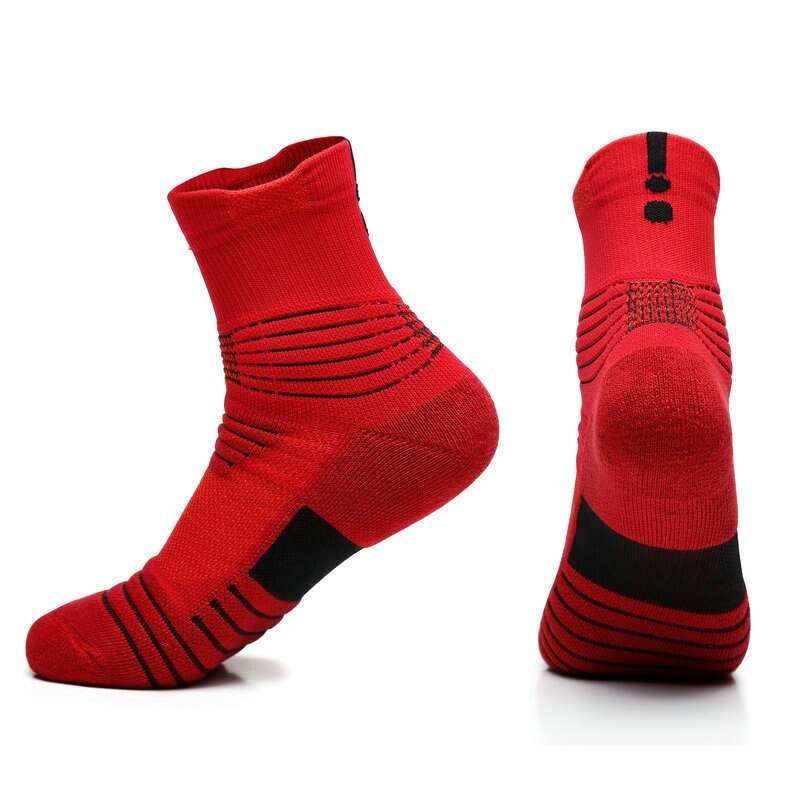 Professionelle Lauf Socken Baumwolle Dicke Socken Frottee Sommer Basketball Tennis Männer Sport Socken Schock Absorption Feuchtigkeit Wicking: Mitte rot